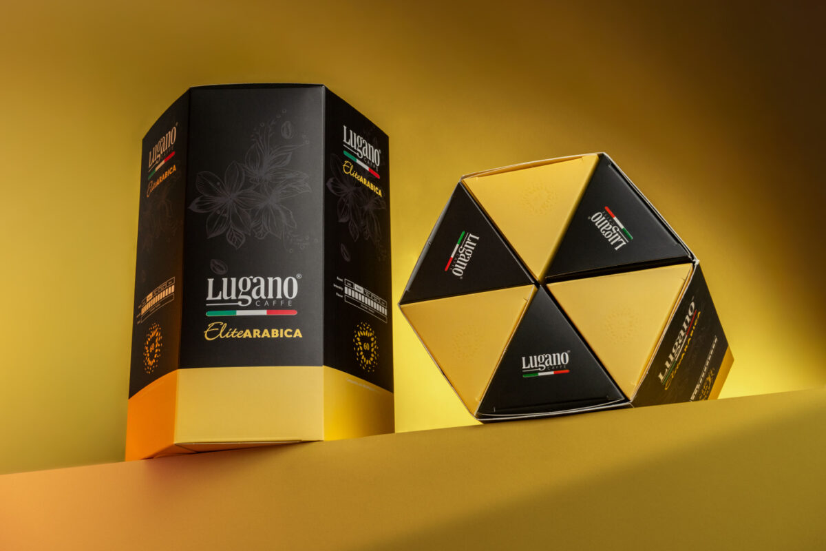 a classy shot of Elite Arabica Espresso capsules Hexagonal pack