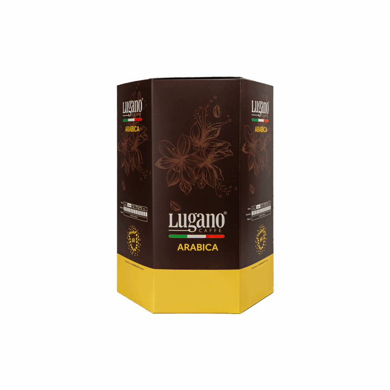 Lugano Caffè Arabica Espresso Capsule Hexagonal Saving Pack 60 Pcs front side