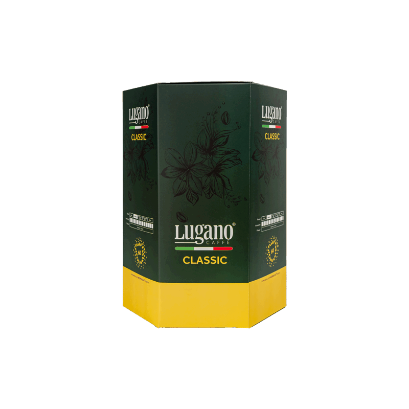 Lugano Caffè Classic Espresso Capsule Hexagonal Saving Pack 60 Pcs front