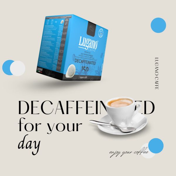 Lugano Caffè Decaffeinated Espresso Pod beige bg poster