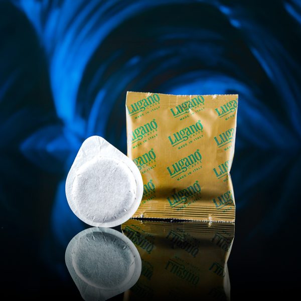 Lugano Caffè Decaffeinated Espresso Pod with its Aluminium Foil