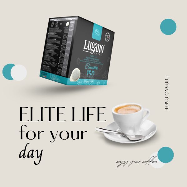 Lugano Caffè Elite Life Espresso Pod 150 pcs Value Pack beige bg poster
