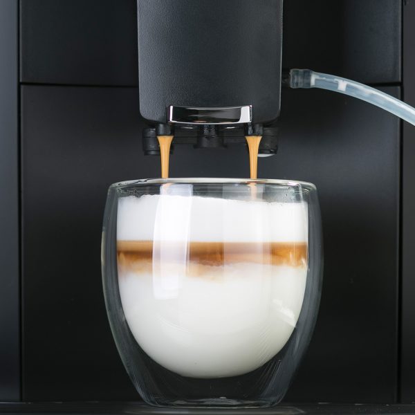 Lugano Caffe L'idola Pro Full Automatic Coffee Machine making cappucino drink