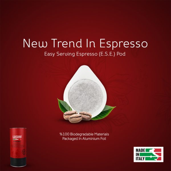 Lugano Caffè Strong Espresso Pod pack poster