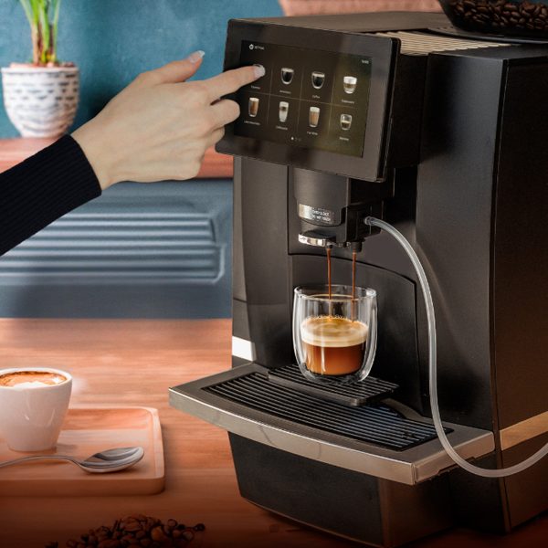 using the touch screen of Lugano Caffe L'idola Pro Full Automatic Coffee Machine